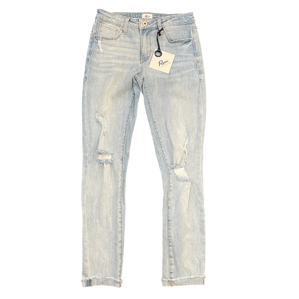 A2 Cuffed Distressed Jeans Women's Size 3 Light Wash Denim